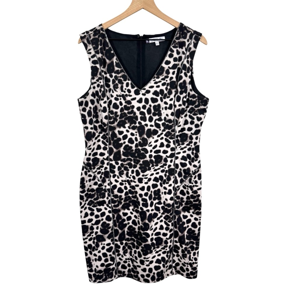 JLO Jennifer Lopez Animal Print Dress Sz 16 Office Siren Mob Wife Indie Sleaze - Picture 3 of 12